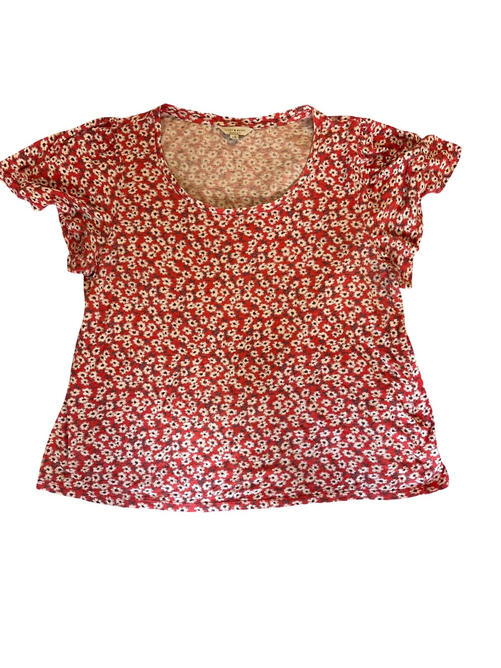 Lucky Brand Floral Short Sleeve Scoop Neck Tee